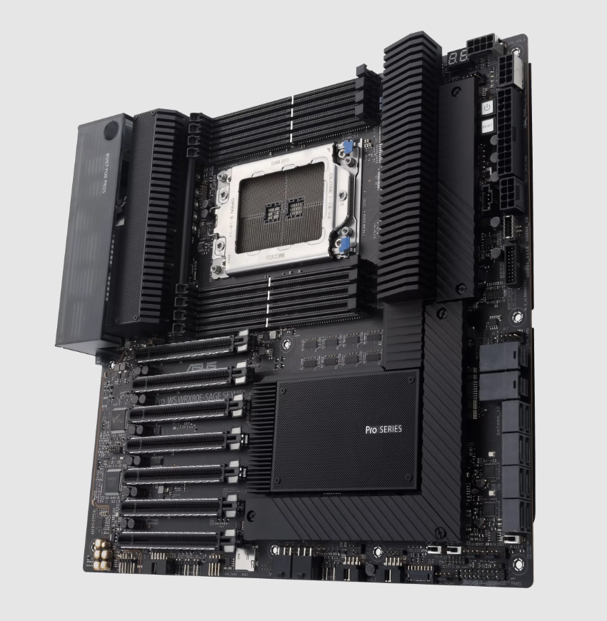  WRX80 ATX Motherboard: For AMD Ryzen Threadripper Processors<BR>8x DDR4, 8x SATA 6Gb/s, 7x PCIe 4.0/3.0, 3x M.2 Gen4, USB 3.2, 10GbE LAN, Wi-Fi 6 + Bluetooth, Realtek ALC4080 7.1 Audio  